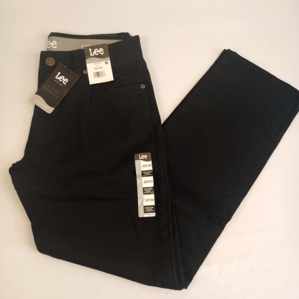 Lee Black Jeans 32x30 Slim Straight Active Stretch
